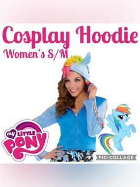 ✨My Little Pony✨Rainbow Dash✨Women’s Cosplay Zip Up Hoodie Size S/M✨